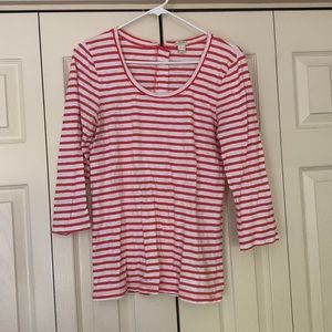 Jcrew Orange and White Striped 3/4 Length Shirt